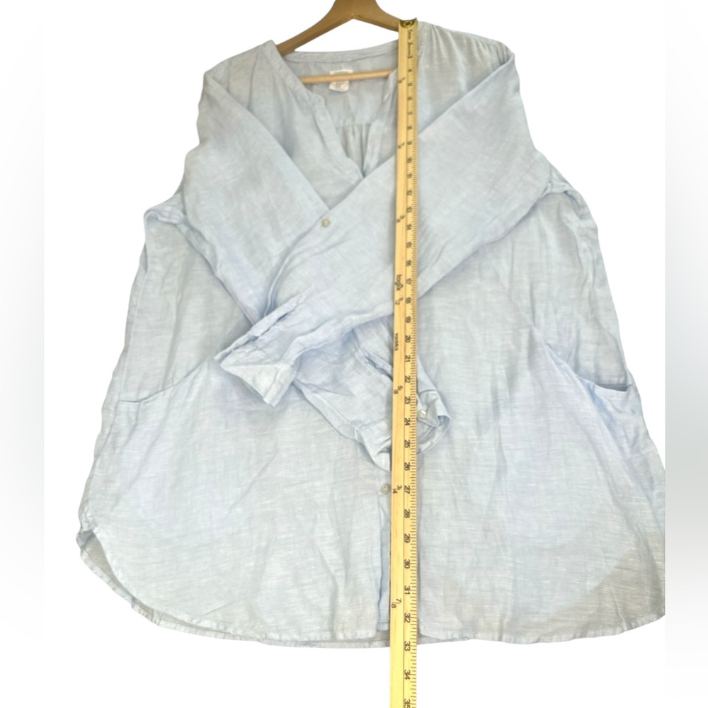 SIGRID OLSEN Classic Light Blue Oversized Linen Chambray Blouse w/ Pockets‎ XL - Picture 4 of 7
